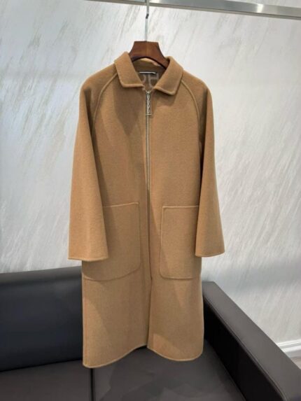 Hermes Zip Coat - Double Face Wool Cashmere Long Coat