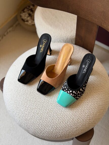 Chanel Cap-Toe Suede Mules