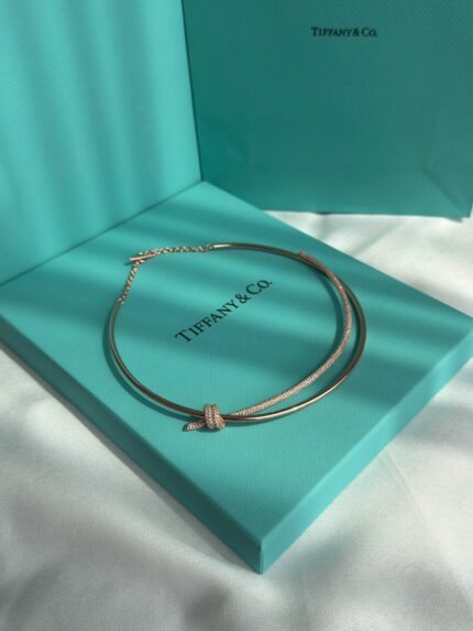 Tiffany & Co Tiffany Knot Pavé Diamond Double Row Choker Necklaces
