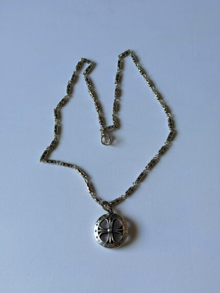 Chrome Hearts 925 Sterling Silver Cross Medallion Chain Necklace