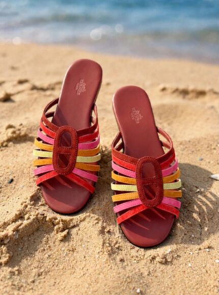 Hermes Amo Suede Chaine d'Ancre Sandals
