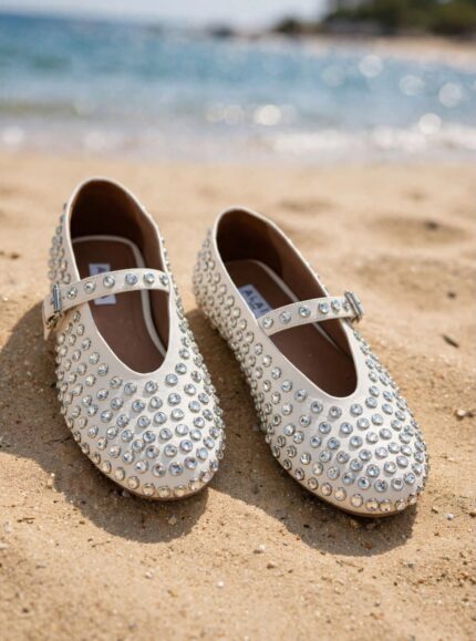 Alaia Crystal-Embellished Ballet Flat