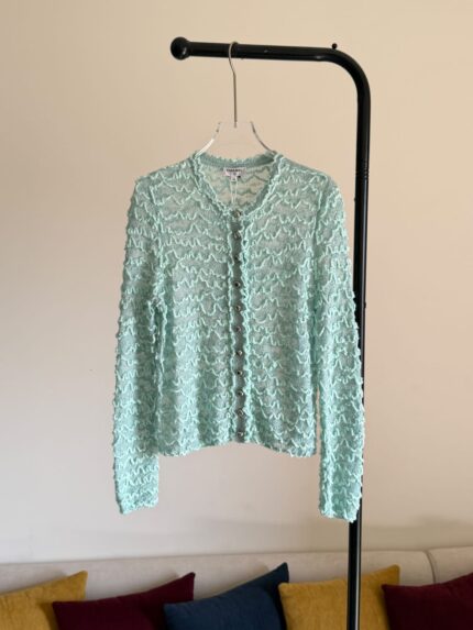 Chanel Vintage CC Button Boucle Zig-Zag Knit Cardigan