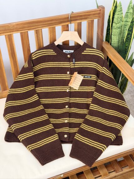 Miu Miu Striped Wool Cardigan