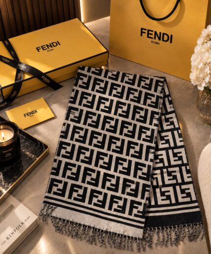 Fendi Roma FF Logo Cashmere Silk Scarfs