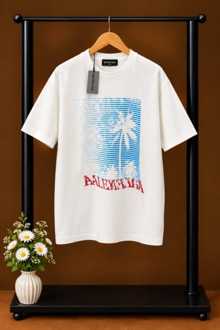 Balenciaga Paris Palm Stripes Oversized T-Shirts