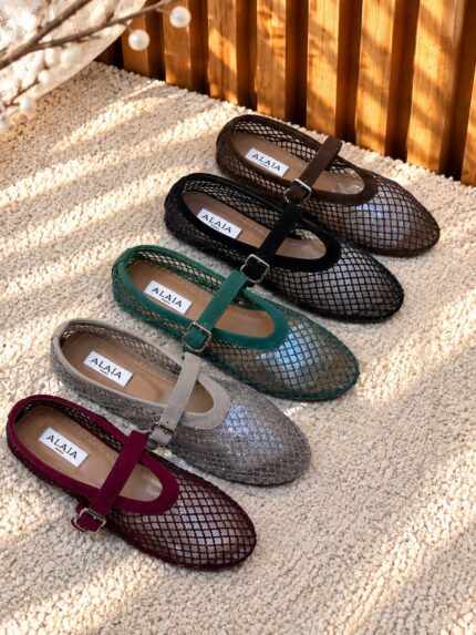 Alaia Paris Crystal Mesh Ballet Flats