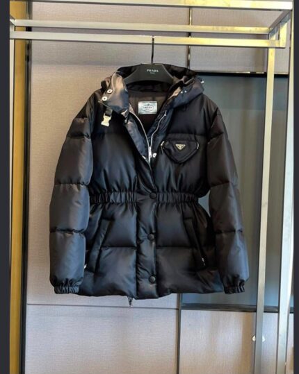 Prada Re-Nylon Cropped Hooded Puffer Jacket
