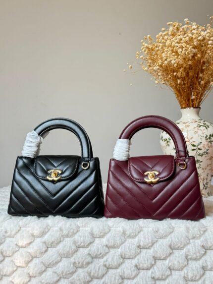 Chanel Top Handle Chevron Quilted Bags