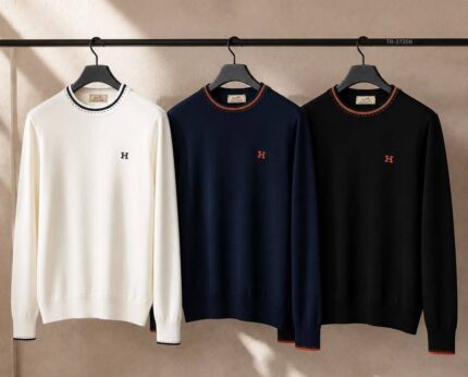 Hermes H Embroidered Crew Neck Sweaters