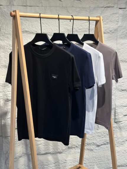 Dolce & Gabbana DG Logo Plaque Cotton Crew Neck T-Shirts