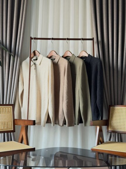 Brioni Cashmere Blend Knit Polo Sweaters