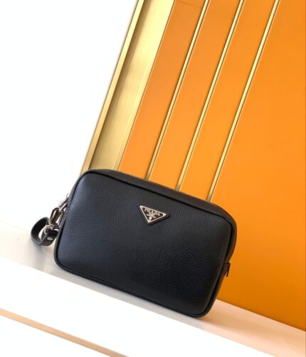 Prada Vitello Daino Leather Wristlet Pouch
