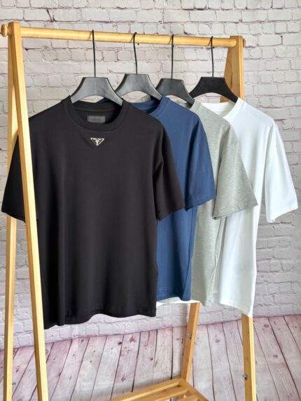 Prada Triangle Logo Crewneck T-Shirts