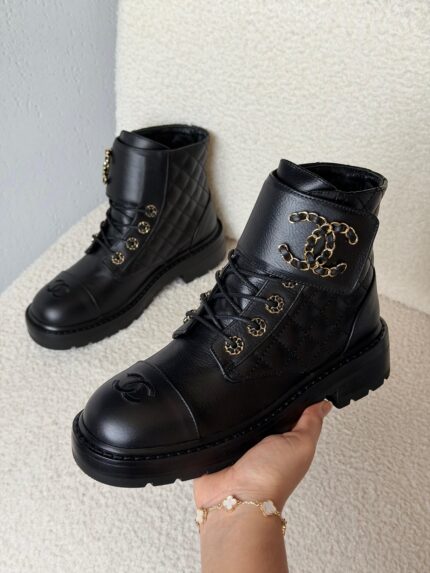 Chanel Quilted Combat Boots