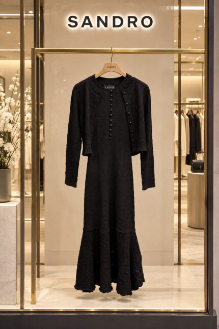 Sandro Textured Lace Knit Dress