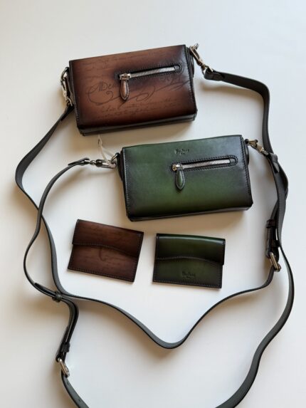 Berluti Scritto Leather Crossbody Messenger Pouches