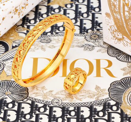 Christian Dior Cannage Lace Bangle and Ring Set