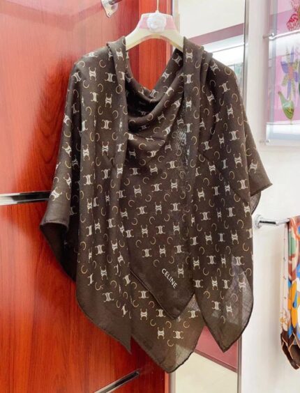 Celine Triomphe Monogram Silk Square Scarfs