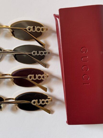 Gucci Crystal Logo Oval Sunglasses