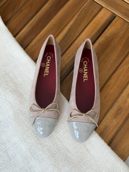 Chanel Suede Cap-Toe Ballet Flats
