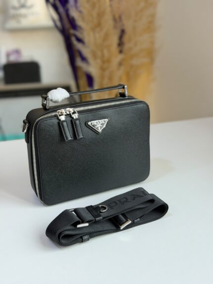 Prada Saffiano Leather Double-Zip Messenger Bag