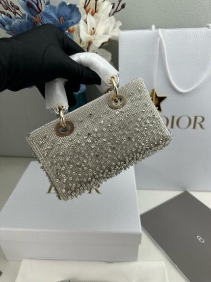 Christian Dior Lady Dior Crystal Embellished Evening Bag