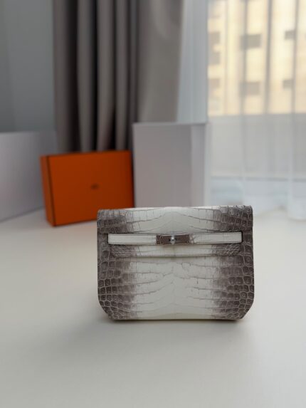Hermes Kelly Elan Himalaya Crocodile Clutch