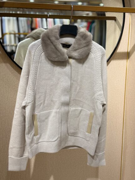 Loro Piana Cashmere Zip Cardigan Jacket with Mink Fur
