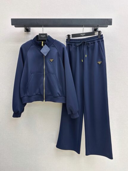 Prada Milano Logo Zip-Up Tracksuit Set