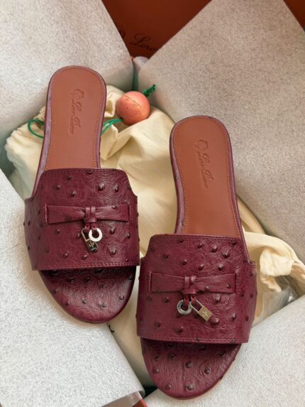 Loro Piana Summer Charm Ostrich Slippers.