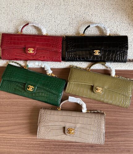 Chanel Premium Croc-Embossed Top Handle Flap Bags