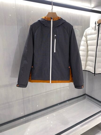 Zegna Reversible Grid Check Hooded Jacket