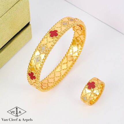 Van Cleef & Arpels Perlée Clover Bangle and Ring Sets