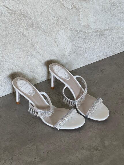 Rene Caovilla Chandelier Crystal Drop Embellished Mules