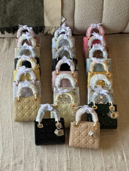 Christian Dior Lady Dior Patent Cannage Mini Handbags