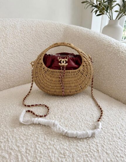 Chanel Wicker Crescent Basket Bag