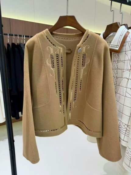 Loro Piana Embroidered Cashmere Blend Collarless Jacket