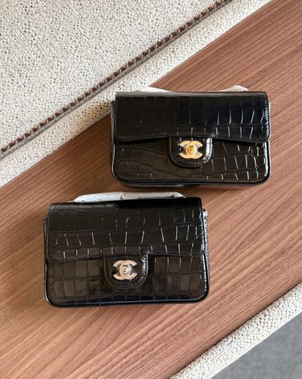 Chanel Croc Embossed Mini Flap Shoulder Bags