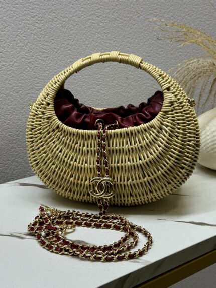 Chanel Rattan Hobo Basket Bag