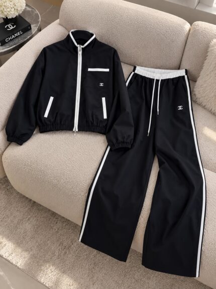Chanel Contrast Piping Zip-Up Tracksuit Co-ord Set