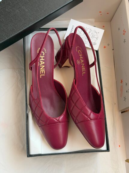 Chanel Quilted Cap-Toe Slingback Pump