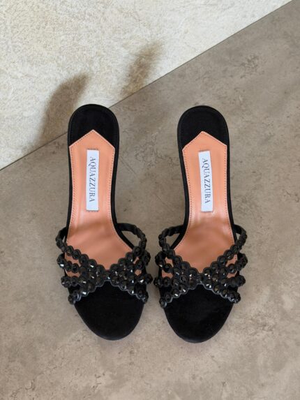 Aquazzura Tequila Crystal Embellished Suede Mule
