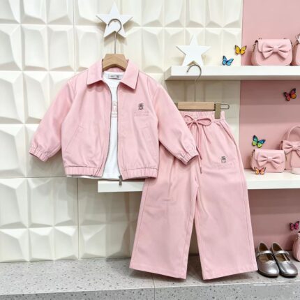 Miu Miu Girls Embroidered Logo Three Piece Tracksuit Set