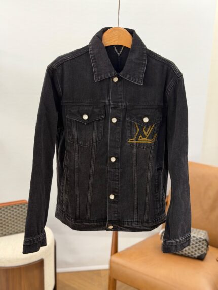 Louis Vuitton LV Embroidered Black Denim Trucker Jacket