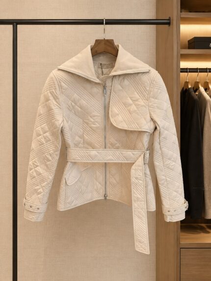 Burberry Quilted Belted Moto Biker Jacket