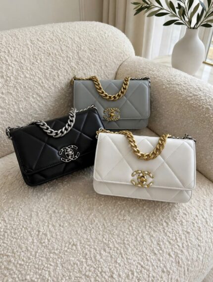 Chanel 19 Quilted Flap Bags with Chunky Chain