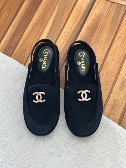 Chanel Shearling-Lined Slip-On Shoes