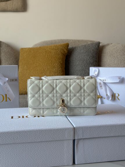 Christian Dior Cannage White Leather Luxury Bags