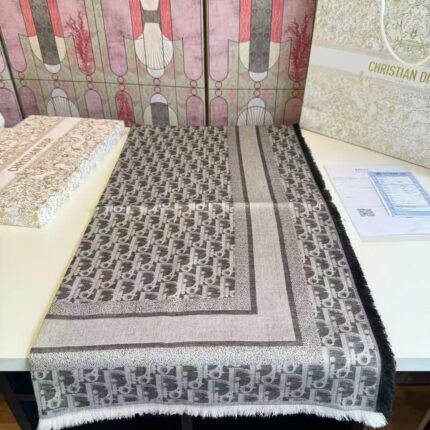 Christian Dior Oblique Monogram Cashmere Blend Shawl Scarfs